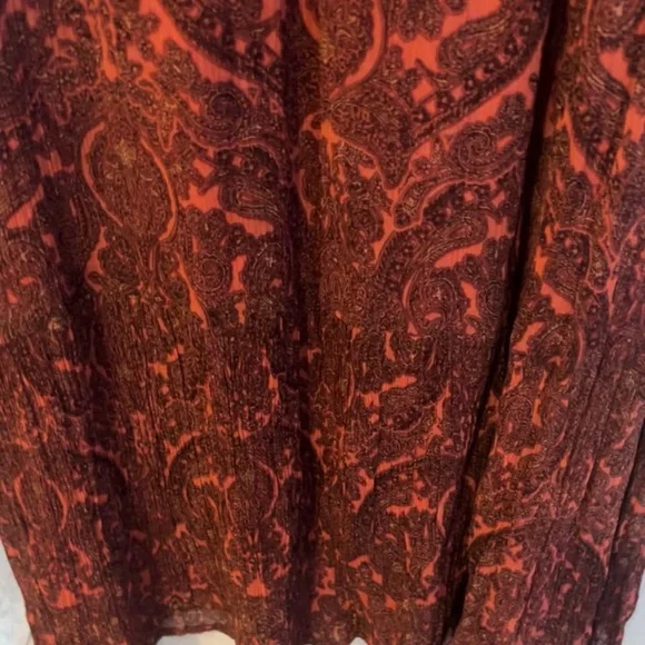 Vintage Nicole Miller reNew York | Size 8| Red Paisley Empire Waist V-Neck Dress - Picture 6 of 6